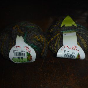 2 Balls Delhi Queensland Collection Wool Blend Yarn Color 05 Olive Brown Combo